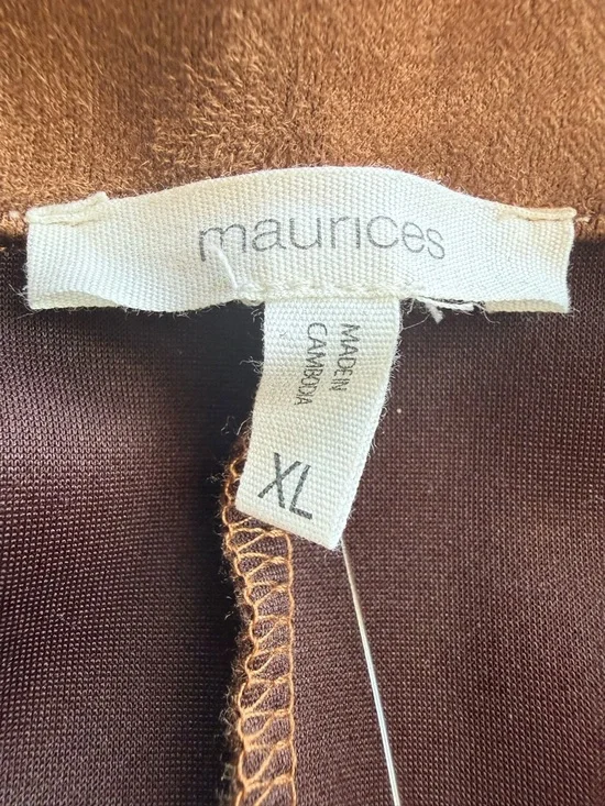 NWT Maurices Brown Open-Front Faux Suede Blazer with 3/4 Sleeves - Picture 6 of 10